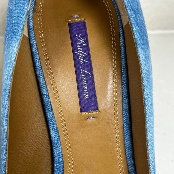 Ralph Lauren Purple Label Cecilia Bleached Denim Pump 4” Heel - size 41B - Picture 4 of 12